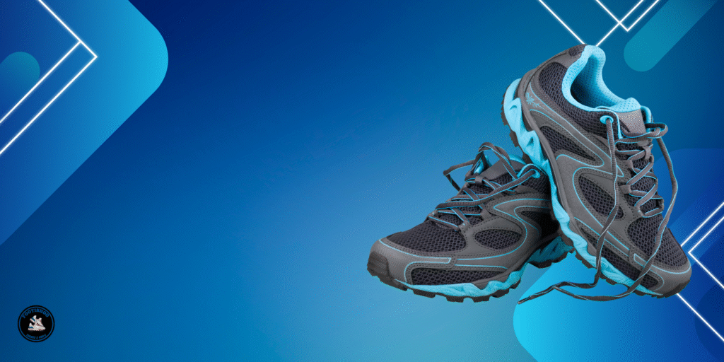 turquoise blue shoes realistic product promotion banner